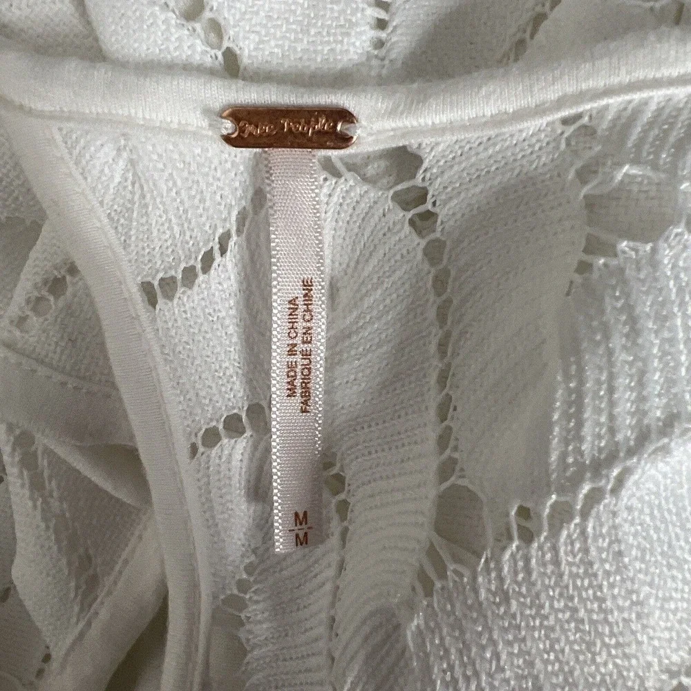 Free‎ People Dress Womens Medium Wild Thing White Zig Zag Knit Open Back Neutral
